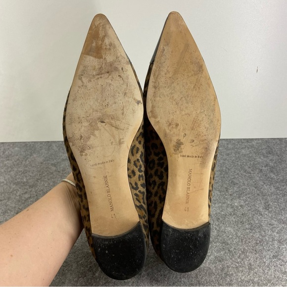 Manolo Blahnik Suede Leopard Print Black Patent Flats Women’s Size 41 - US 9-9.5 - Picture 4 of 13